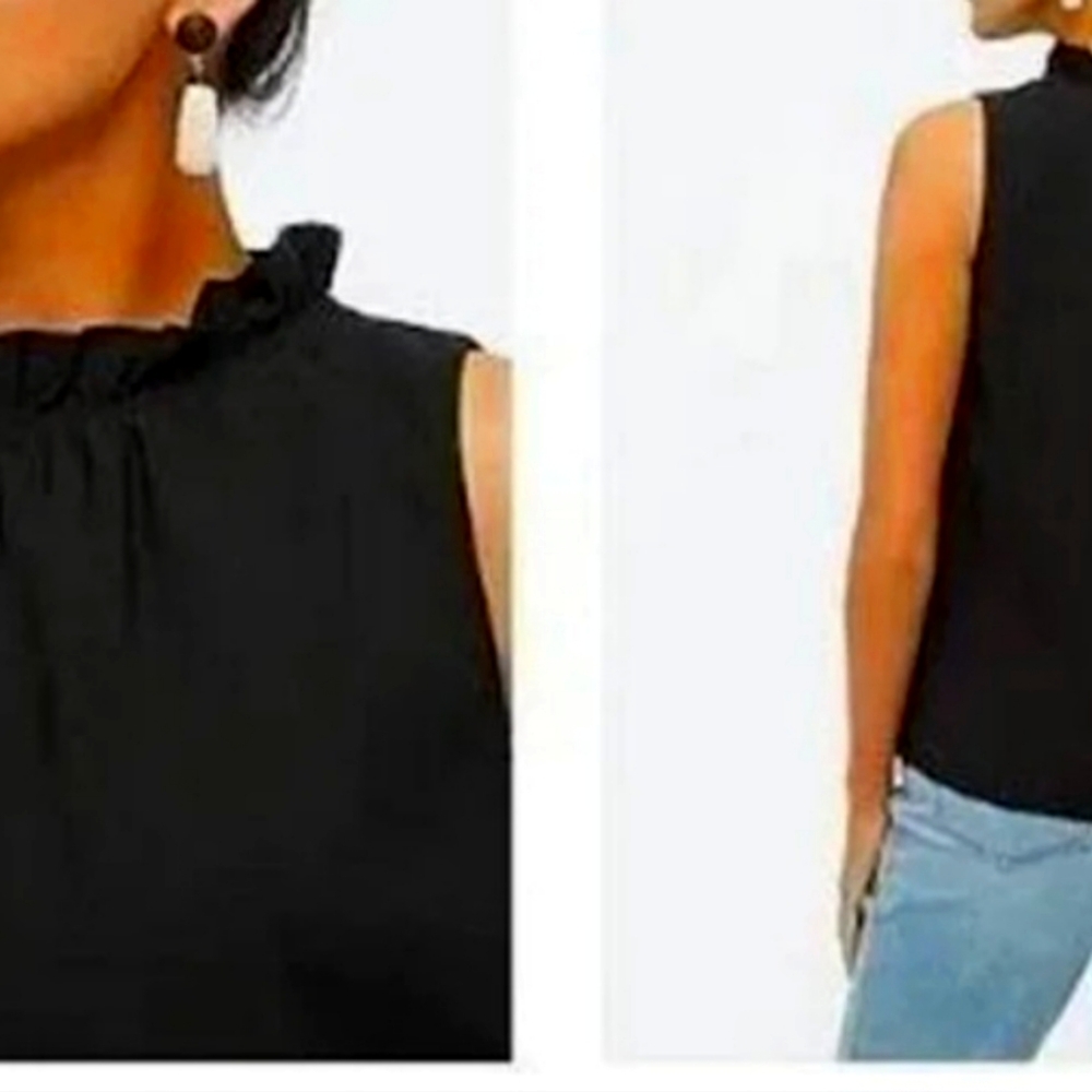 Jcrew sleeveless ruffles neck blouse size M NWT